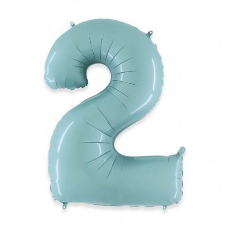 PALLONE NUMERO 2 MYLAR 102cm 40 CELESTE