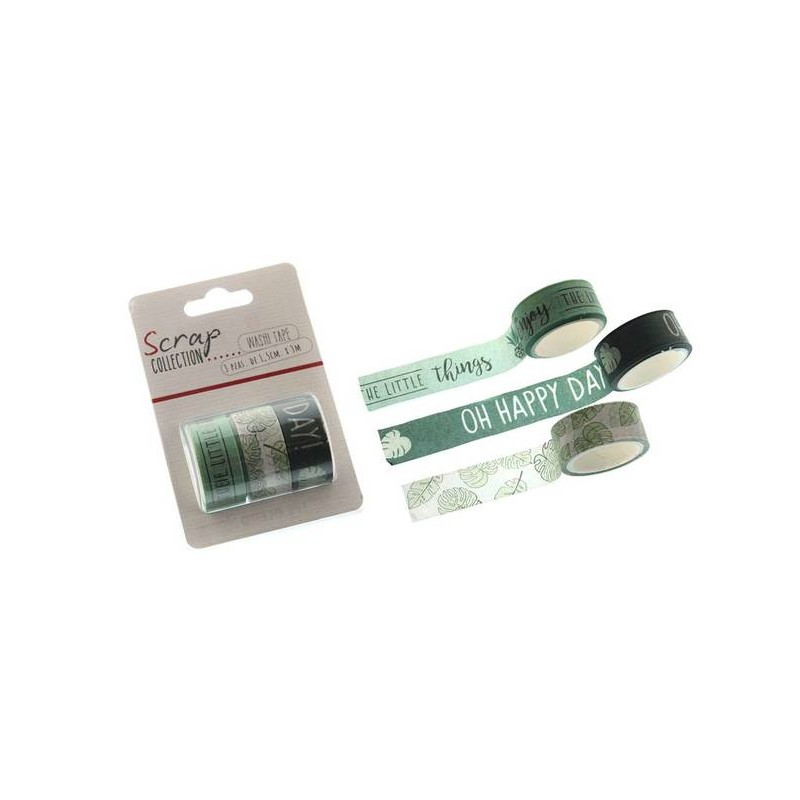 WASHI TAPE HAPPY cm1,5x3mt 3pz