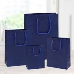 SHOPPER IN CARTA PLASTIFICATA OPACA 10+6,5x12cm BLU