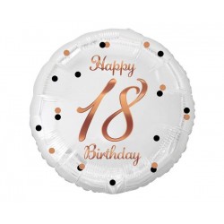 PALLONCINI MYLAR 18 45cm BIANCO E ORO ROSA 18 ANNi