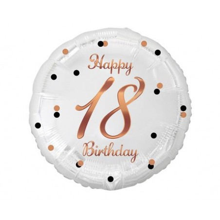 PALLONCINI MYLAR 18 45cm BIANCO E ORO ROSA 18 ANNi