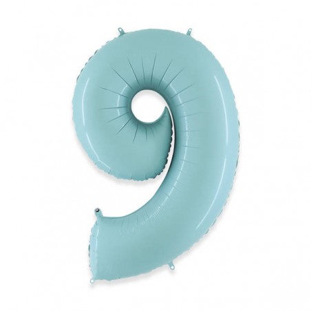 PALLONE NUMERO 9 MYLAR 102cm 40 CELESTE