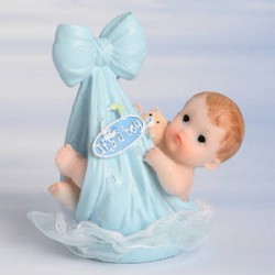 CAKE TOPPER NASCITA BIMBO FAGOTTO CELESTE