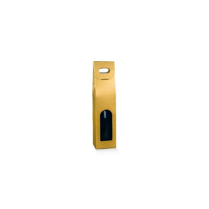 SCATOLA 1 BOTTIGLIA C/FIN 9x9x38,5cm FIBRA ORO