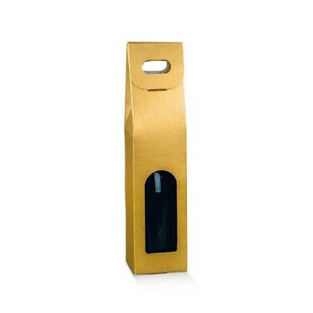 SCATOLA 1 BOTTIGLIA C/FIN 9x9x38,5cm FIBRA ORO