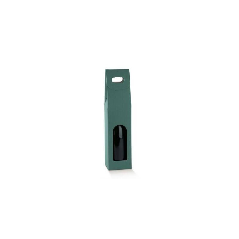 SCATOLA 1 BOTTIGLIA C/FINESTRA 9x9x38,5cm FIBRA VERDE