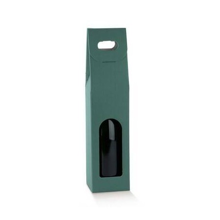 SCATOLA 1 BOTTIGLIA C/FINESTRA 9x9x38,5cm FIBRA VERDE