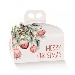 SCATOLA PANETTONE 24,5x24,5x13cm ADDOBBI DI NATALE