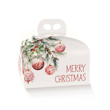 SCATOLA PANETTONE 24,5x24,5x13cm ADDOBBI DI NATALE