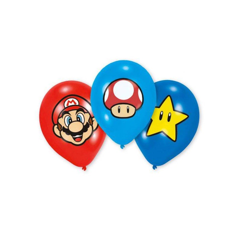 PALLONCINI LATTICE 26cm SUPER MARIO BROS 6pz