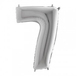 PALLONE NUMERO 7 MYLAR 102cm 40 ARGENTO