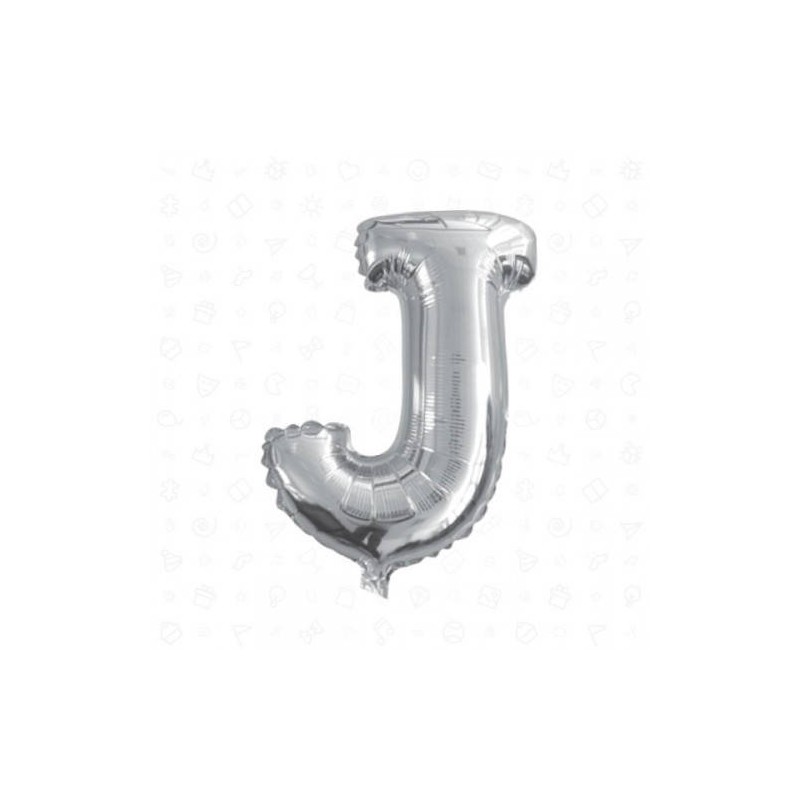 LETTERA J MYLAR SILVER 16 40cm