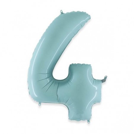 PALLONE NUMERO 4 MYLAR 102cm 40 CELESTE