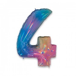 PALLONE NUMERO 4 MYLAR 102cm 40 RAINBOW