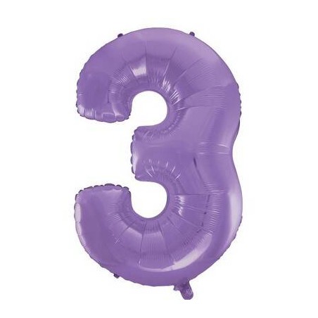 PALLONE NUMERO 3 MYLAR 102cm 40 VELVET LILLA