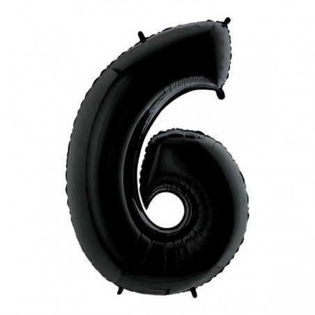 PALLONE NUMERO 6 MYLAR 102cm 40 NERO