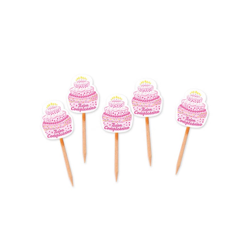 PICKS SAGOMATI IL MIO BUON COMPLEANNO CAKE ROSA 25pz