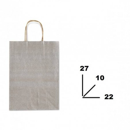BORSA CARTA COLOR MIS.22+10x27cm ARGENTO 803