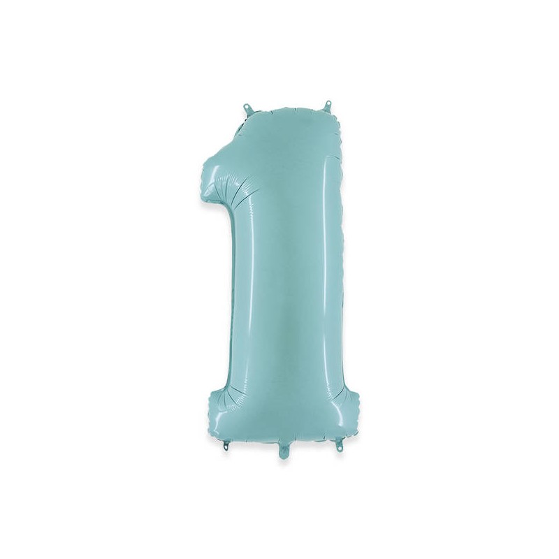 PALLONE NUMERO 1 MYLAR 102cm 40 CELESTE