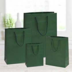 SHOPPER IN CARTA PLASTIFICATA OPACA 36+12x41cm VERDE