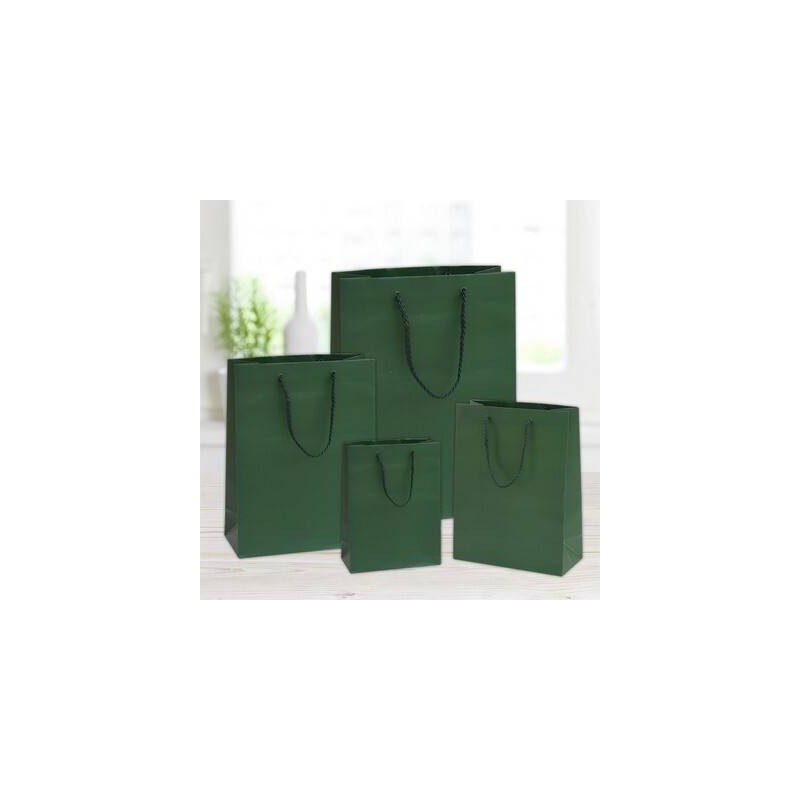 SHOPPER IN CARTA PLASTIFICATA OPACA 36+12x41cm VERDE