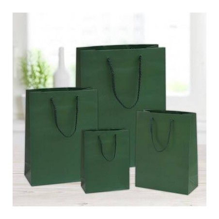 SHOPPER IN CARTA PLASTIFICATA OPACA 36+12x41cm VERDE