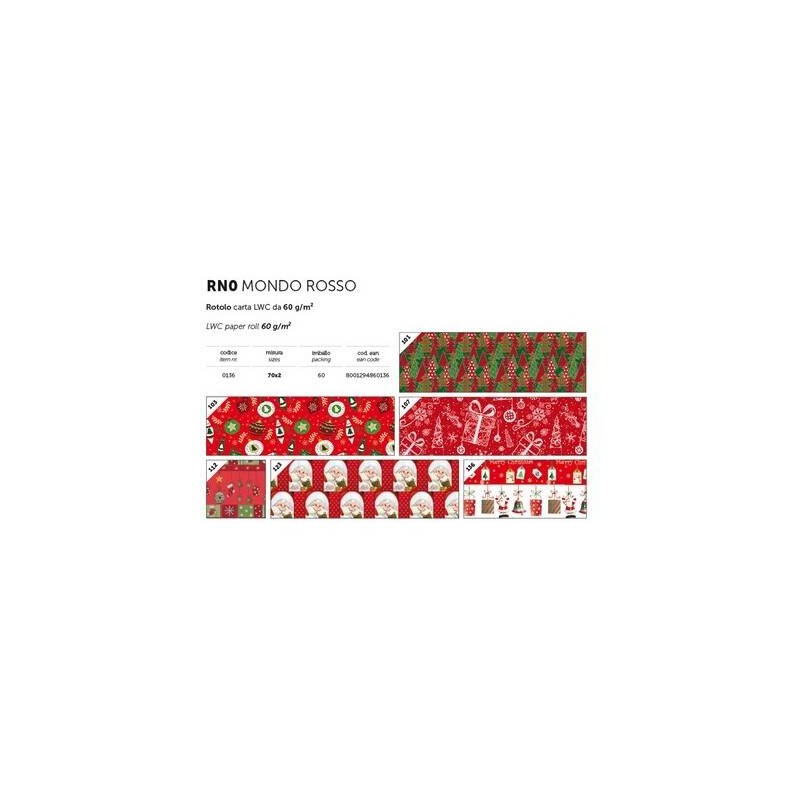 CARTA REGALO ROTOLO 0,7x2mt ASS. NATALE MONDO ROSSO