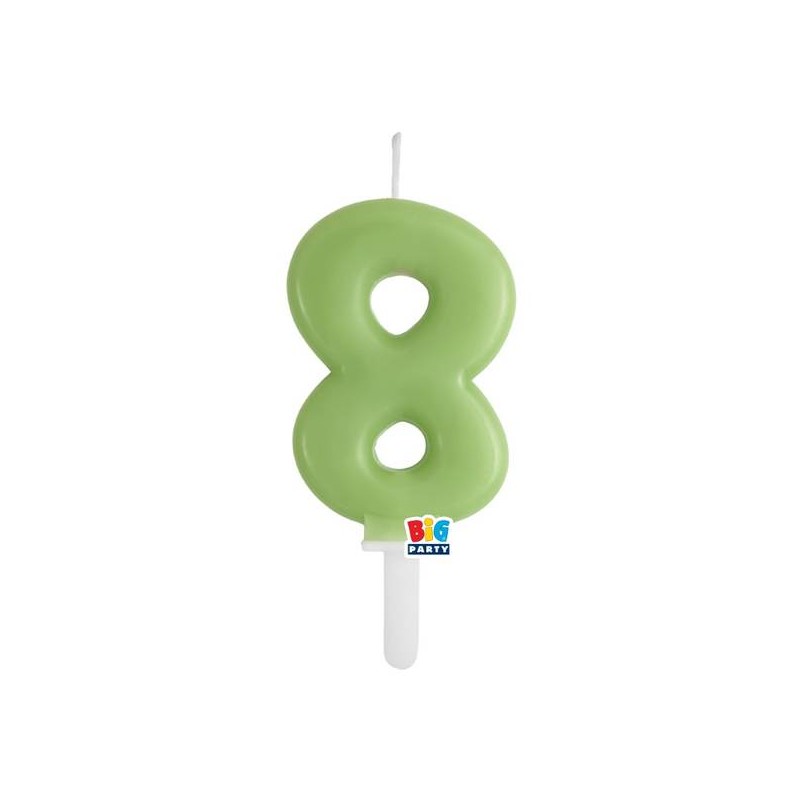 CANDELINA NUMERO 8 TINY PLUMP VERDE OLIVA 7cm