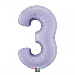 PALLONE NUMERO 3 MYLAR 102cm 40 LILLA