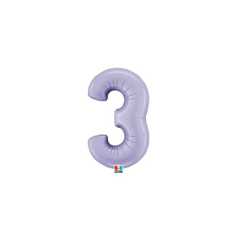 PALLONE NUMERO 3 MYLAR 102cm 40 LILLA