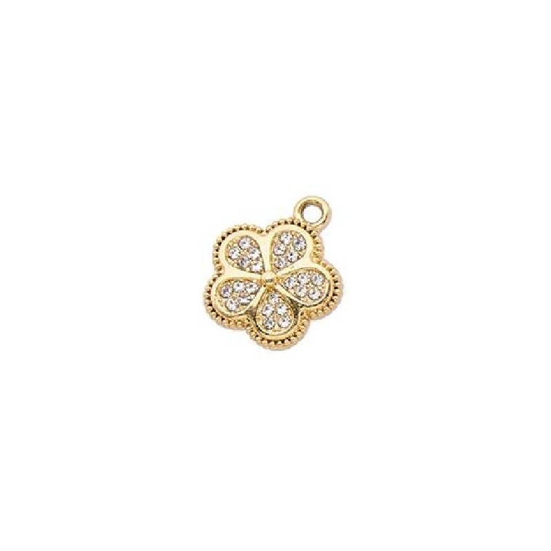 FIORE IN METALLO ORO C/STRASS 12pz