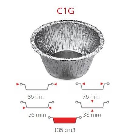 TEGLIA ALLUMINIO TONDA MONOPORZIONE ALTA 100PZ C1G ICONT