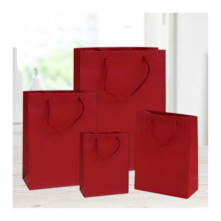 SHOPPER IN CARTA PLASTIFICATA OPACA 27+12x37cm BORDEAUX