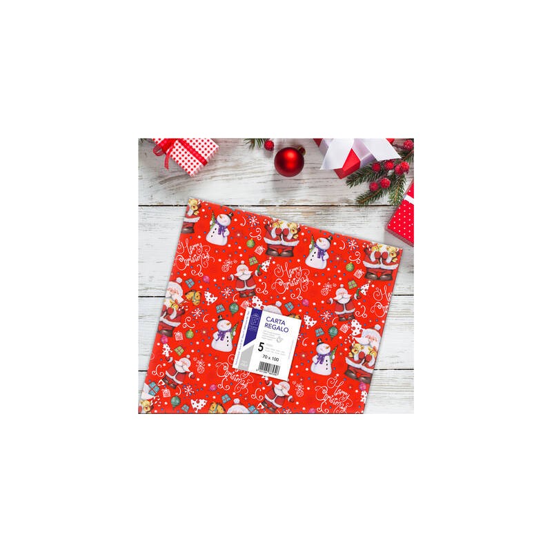 CARTA REGALO 70x100cm 5 FOGLI ASS. NATALE ASS.TA