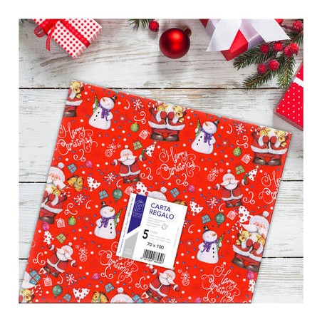 CARTA REGALO 70x100cm 5 FOGLI ASS. NATALE ASS.TA