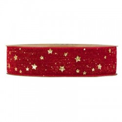 NASTRO VELVET CHRISTMAS STAR mm25x10mt ROSSO