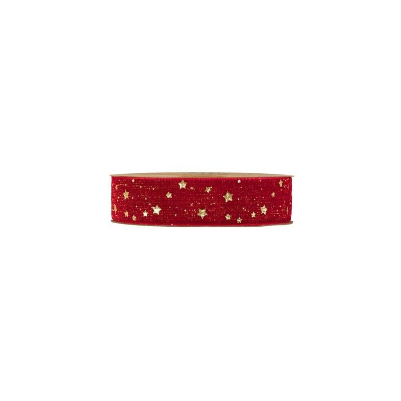 NASTRO VELVET CHRISTMAS STAR mm25x10mt ROSSO