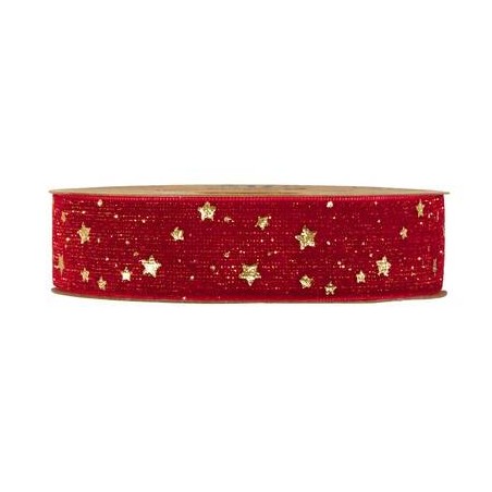 NASTRO VELVET CHRISTMAS STAR mm25x10mt ROSSO