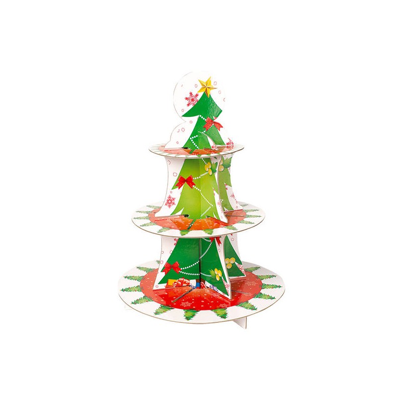 ALZATA 3 PIANI CARTONCINO CHRISTMAS TREE