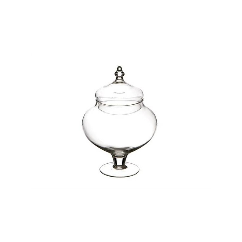 BOMBONIERA VETRO C/PIEDE E COPERCHIO H.26cm ø18cm 628
