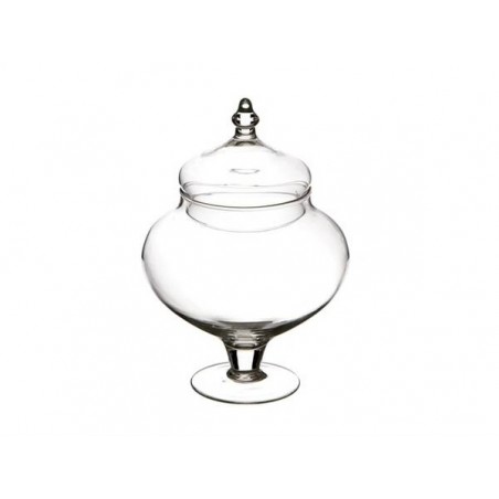 BOMBONIERA VETRO C/PIEDE E COPERCHIO H.26cm ø18cm 628