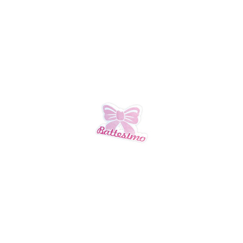 SCRITTA IN POLISTIROLO BATTESIMO ROSA FIOCCO 36x23x5cm