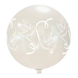 PALLONE MONGOLFIERA 36 BIANCA COLOMBE E CUORI