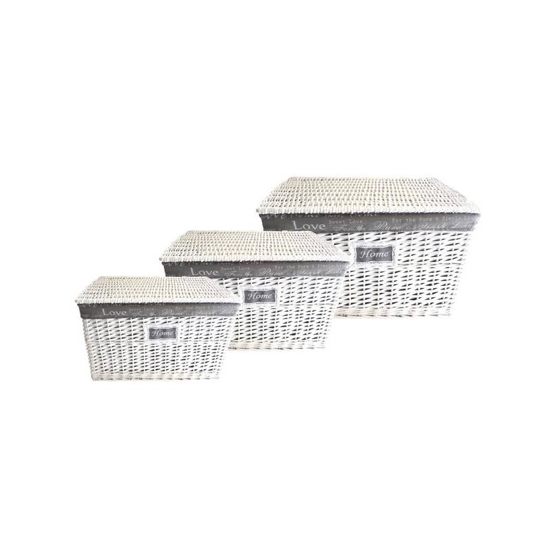 BAULE VIMINI LUDO BIANCO SET 3/3 60x40x40cm CEP01515