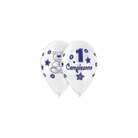 PALLONCINI ALL AROUND PRIMO COMPLEANNO CELESTE ø30cm 10pz
