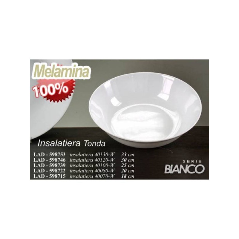 INSALATIERA TONDA MELAMINA BIANCA ø33cm