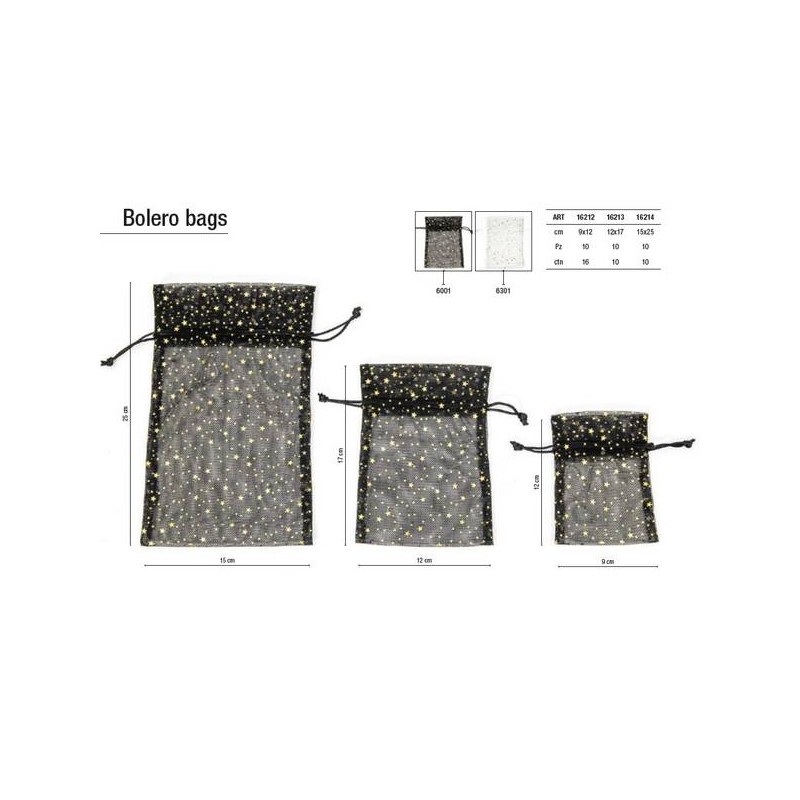 SACCHETTI ORGANZA BOLERO BAGS 15x25 10pz 6301-BIANCO