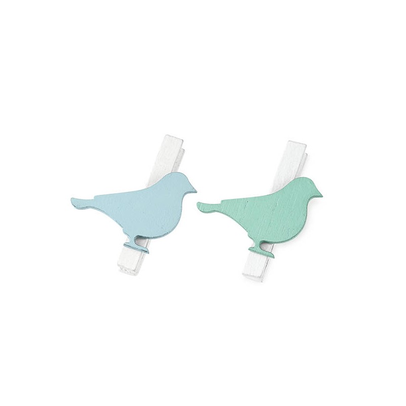 MOLLETTE UCCELLINI AZZURRO/VERDE 6pz