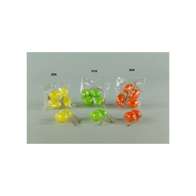 UOVA PLASTICA  6cm C/PIUME ARANCIO 6pz