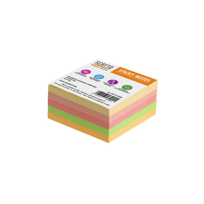 POST-IT MEMOTAK CUBO 75x75mm 400fg FLUO MIX